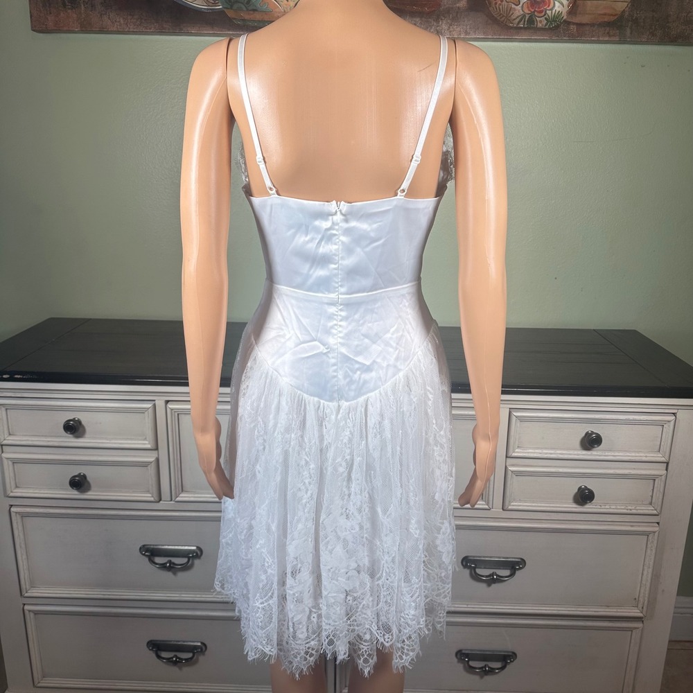 Cider White Satin Lace Corset Bustier Midi Dress Romantic Coquette - Picture 6 of 8